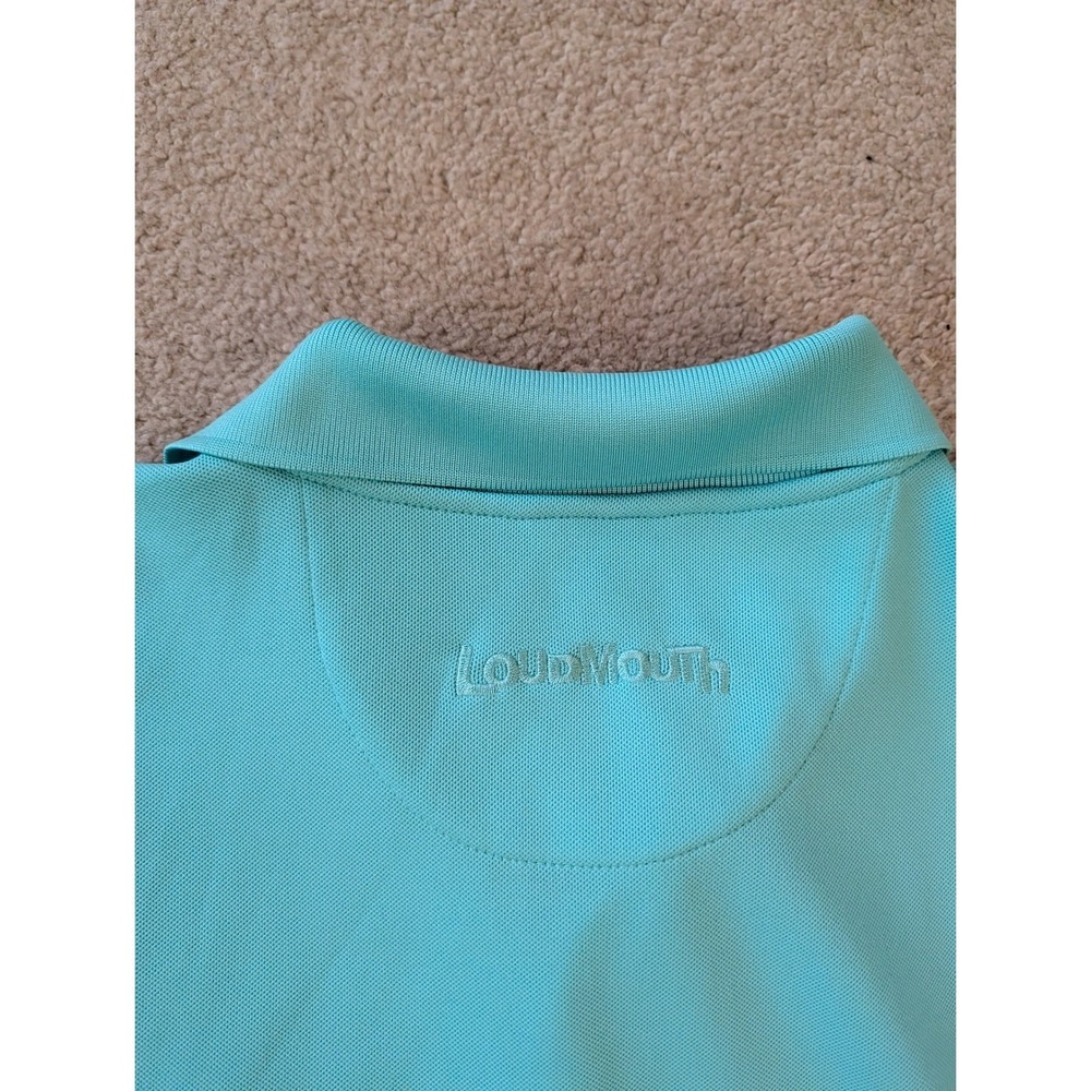 Loudmouth Golf Men's Polo Shirt Aqua Turquoise Blue Pique Short Sleeve- XXL - Picture 7 of 7